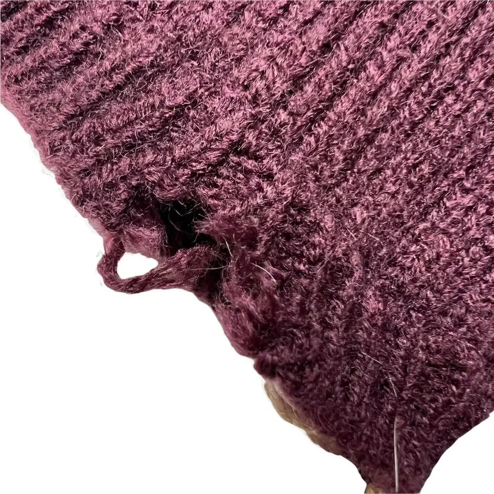 Hat Attack Burgundy‎ Knit Fur Lined Handwarmers New